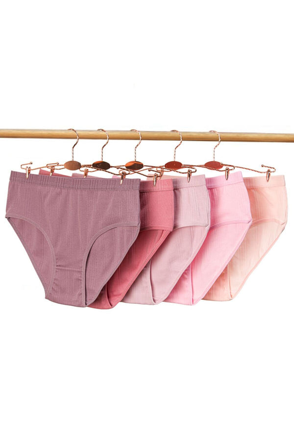 Kadın Özel Tasarım Fitilli Pamuklu Külot 5'li Paket 5200 - Pembe Grubu