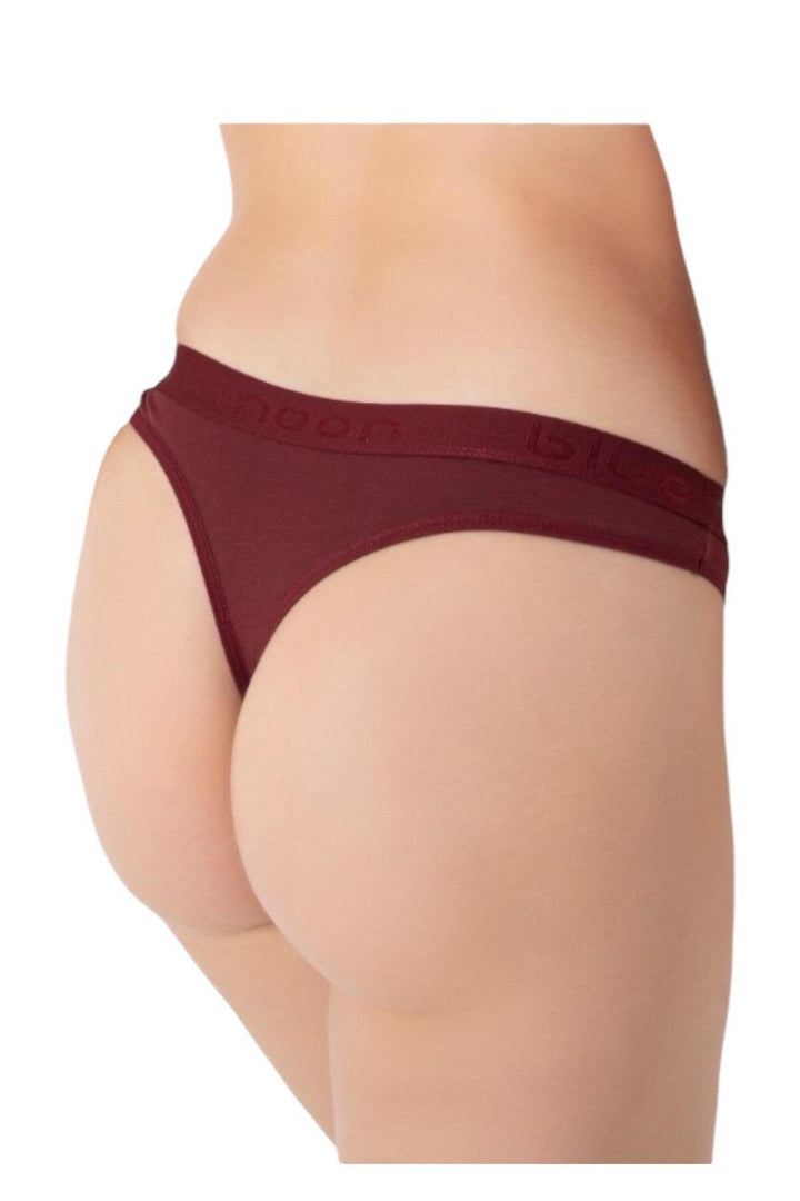 Kadın Tekli Basic Pamuklu Kemerli Tanga - 1444 Bordo