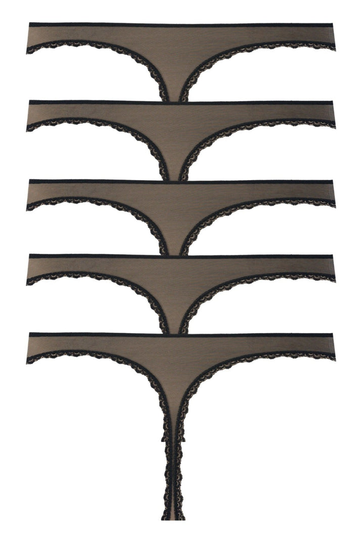 Tül Dantel 5'li String - 1650-1 Nar