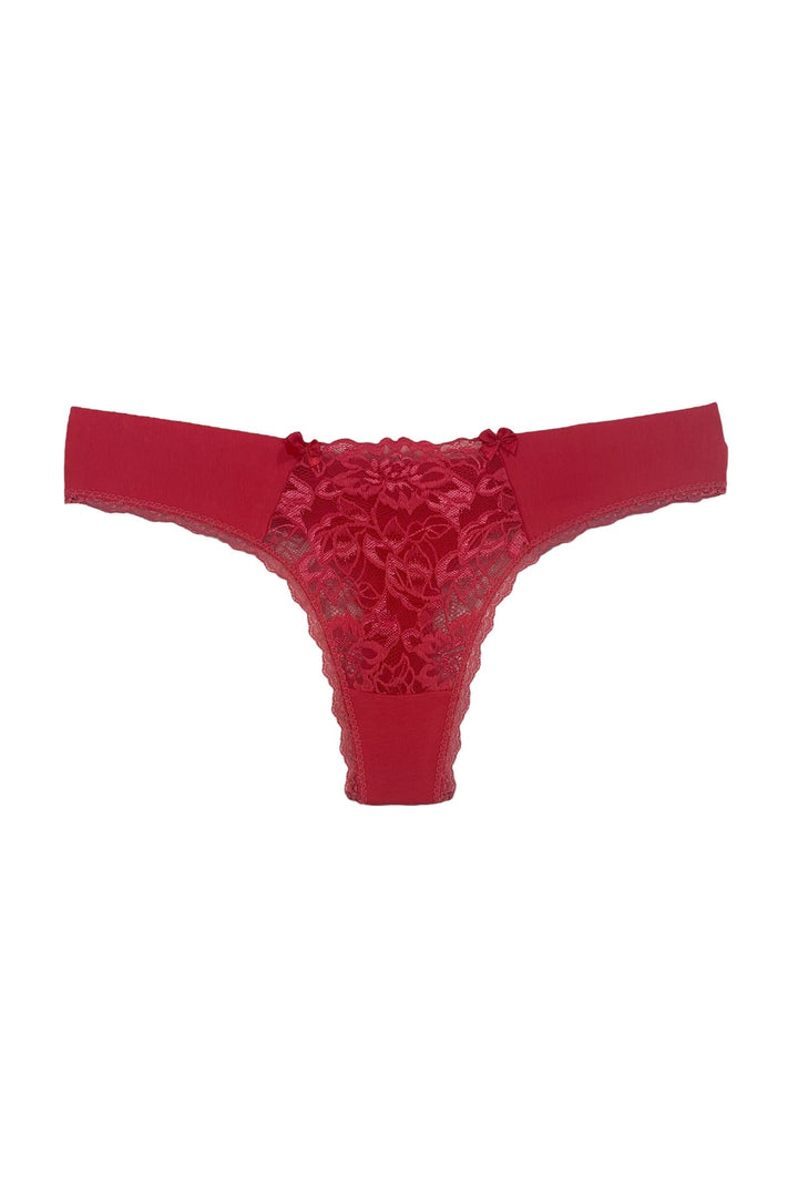 Dantelli Tanga 5'li - 1660-1 Bordo