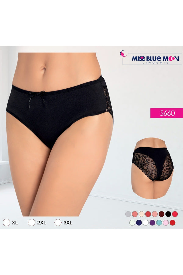 Arka Baklava Kesim Dantelli Bato 2'li Külot Siyah/beyaz 5660 - Renkli