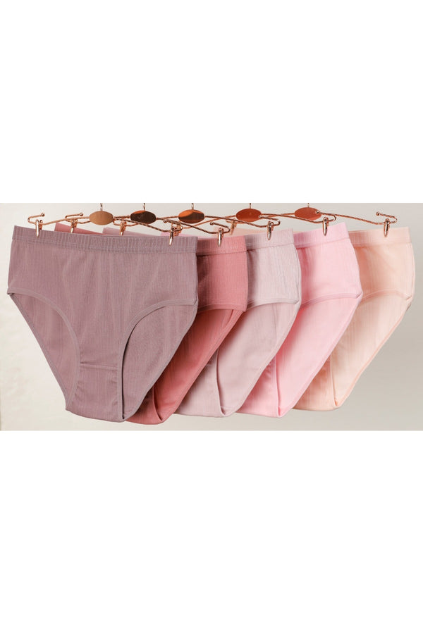 Kadın Özel Tasarım Fitilli Pamuklu Külot 5'li Paket 5200 - Pembe Grubu