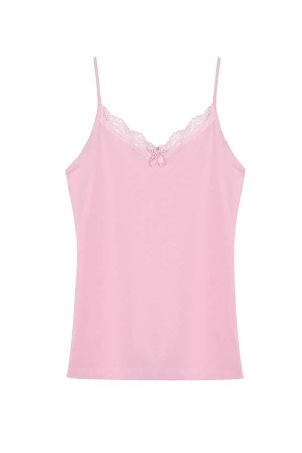 V Yaka Dantelli Tekli Atlet 8000-1 - Toz Pembe