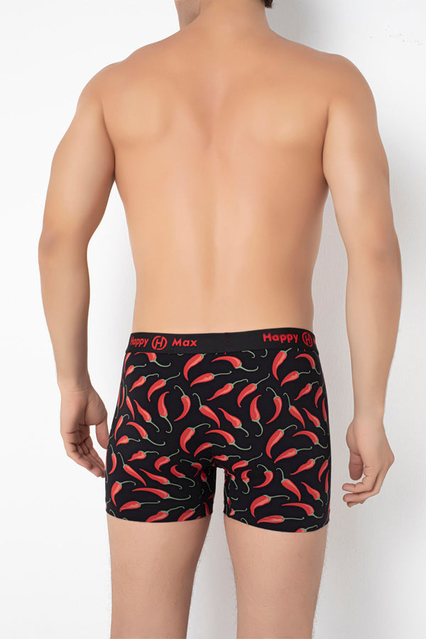 Erkek Boxer Premium Pamuklu Baskılı Tekli Paket 4000-3 - Biber