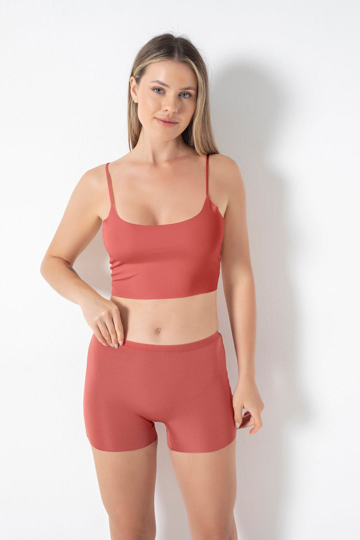 Basic Lazer Kesim Dikişsiz Kadın Boxer/şort - 2400 Kiremit