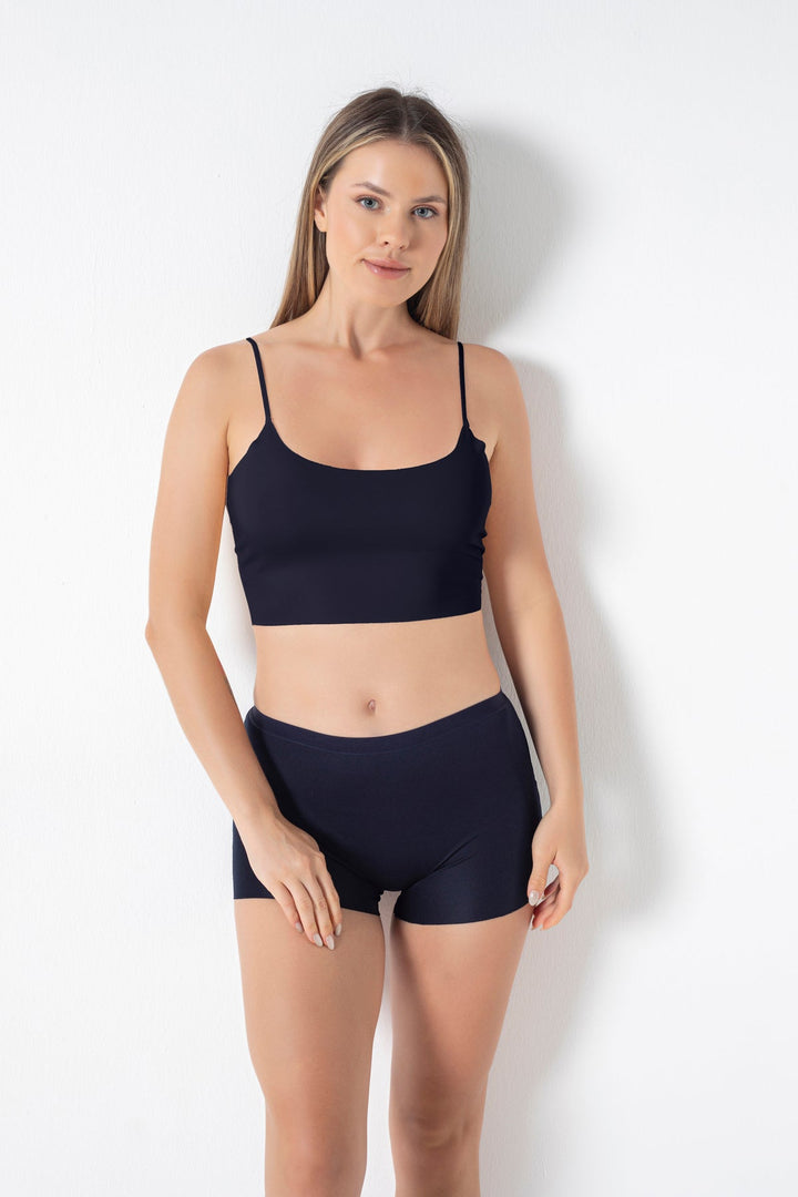 Basic Lazer Kesim Dikişsiz Kadın Boxer/şort - 2400 Lacivert