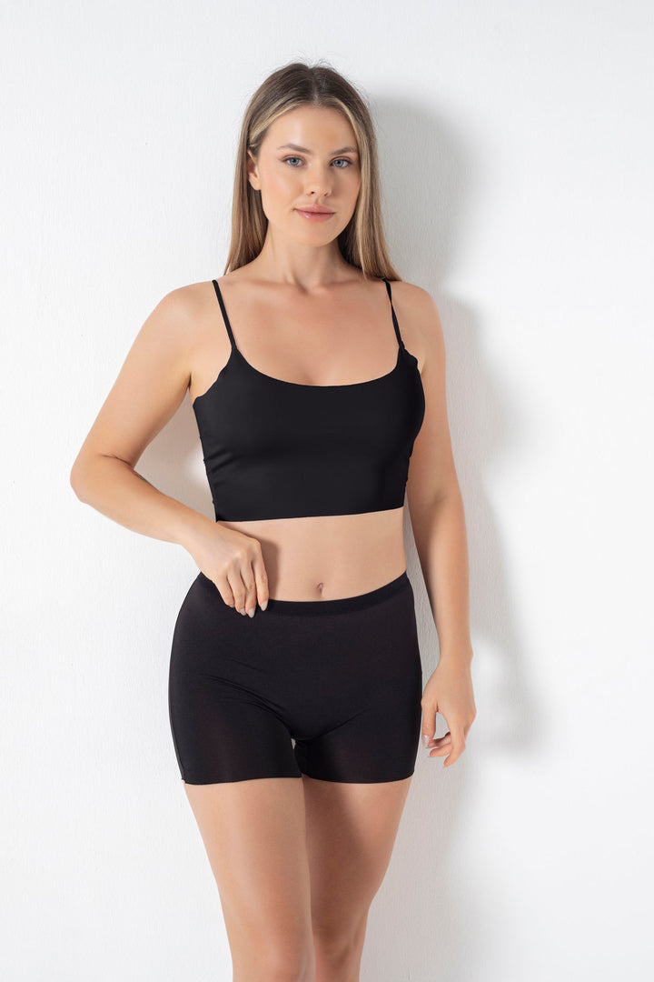 Basic Lazer Kesim Dikişsiz Kadın Boxer/şort - 2400 Siyah