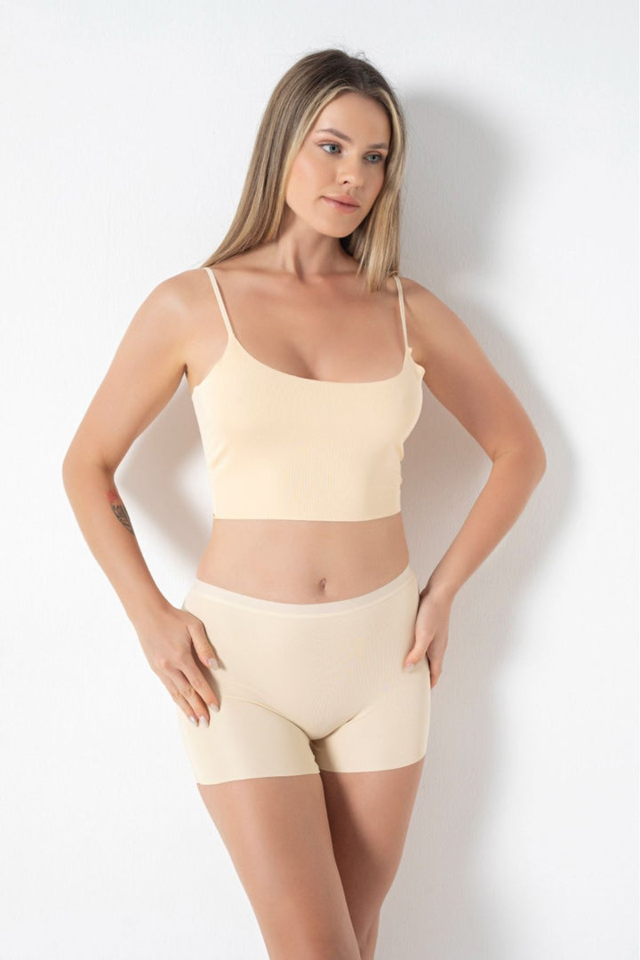 Basic Lazer Kesim Dikişsiz Kadın Boxer/şort - 2400 Ten