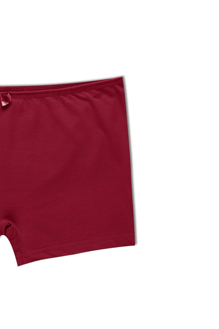 Tekli Pamuklu Kadın Boxer/şort - 2500 Bordo