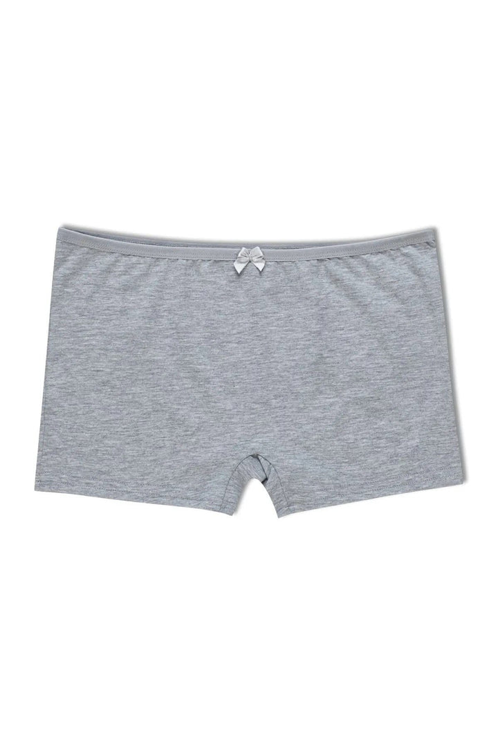 Tekli Pamuklu Kadın Boxer/şort - 2500 Gri