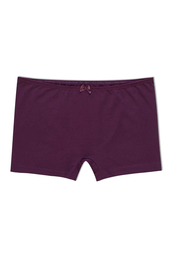 Tekli Pamuklu Kadın Boxer/şort - 2500 Mor