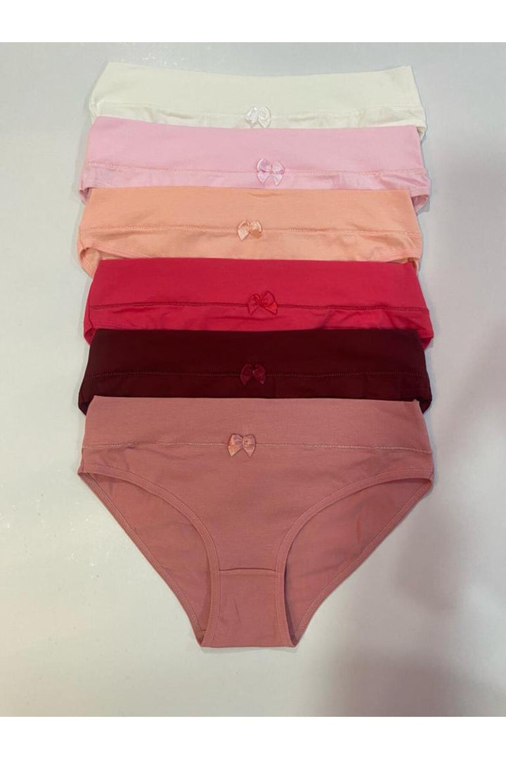 Beli Kumaş Kemerli Külot 6'lı - 3050-1 Nar