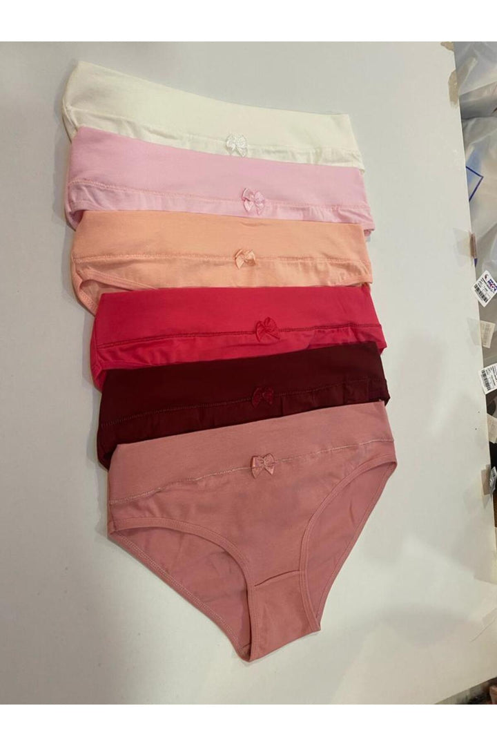 Beli Kumaş Kemerli Külot 6'lı - 3050-1 Nar