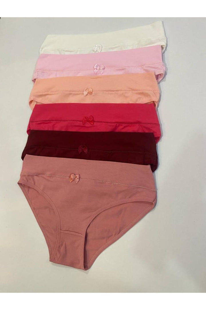 Beli Kumaş Kemerli Külot 6'lı - 3050-1 Nar