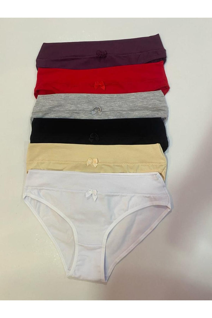 Beli Kumaş Kemerli Külot 6'lı - 3050-1 Ten