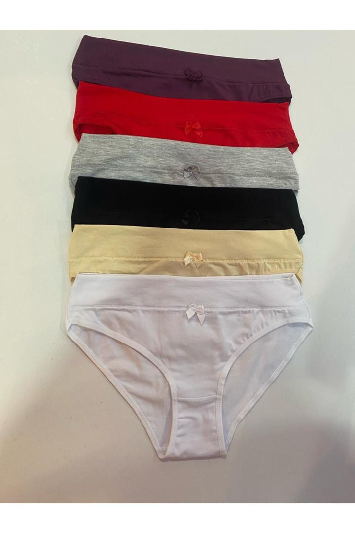 Beli Kumaş Kemerli Külot 6'lı - 3050-1 Ten