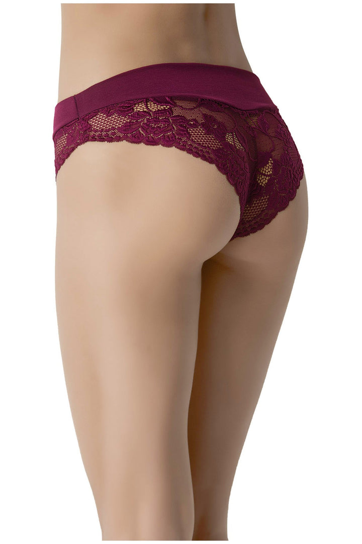 Beli Kumaş Kemerli Dantelli Brezil Külot 5'li - 3130-1 Kırmızı