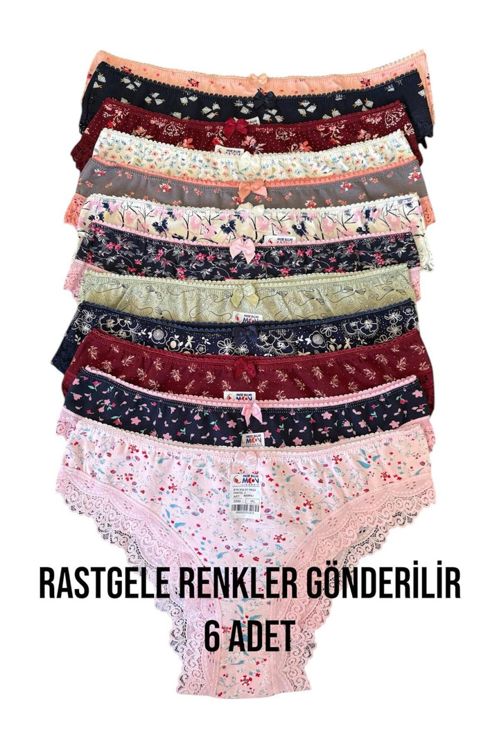 Dantelli Kadın Külot 6'lı - 3500 Baskılı