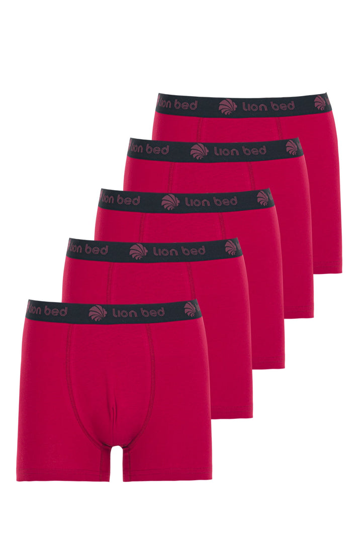 Erkek Boxer Pamuklu Renkli Premium 5'li Paket - 4000-1 Bordo