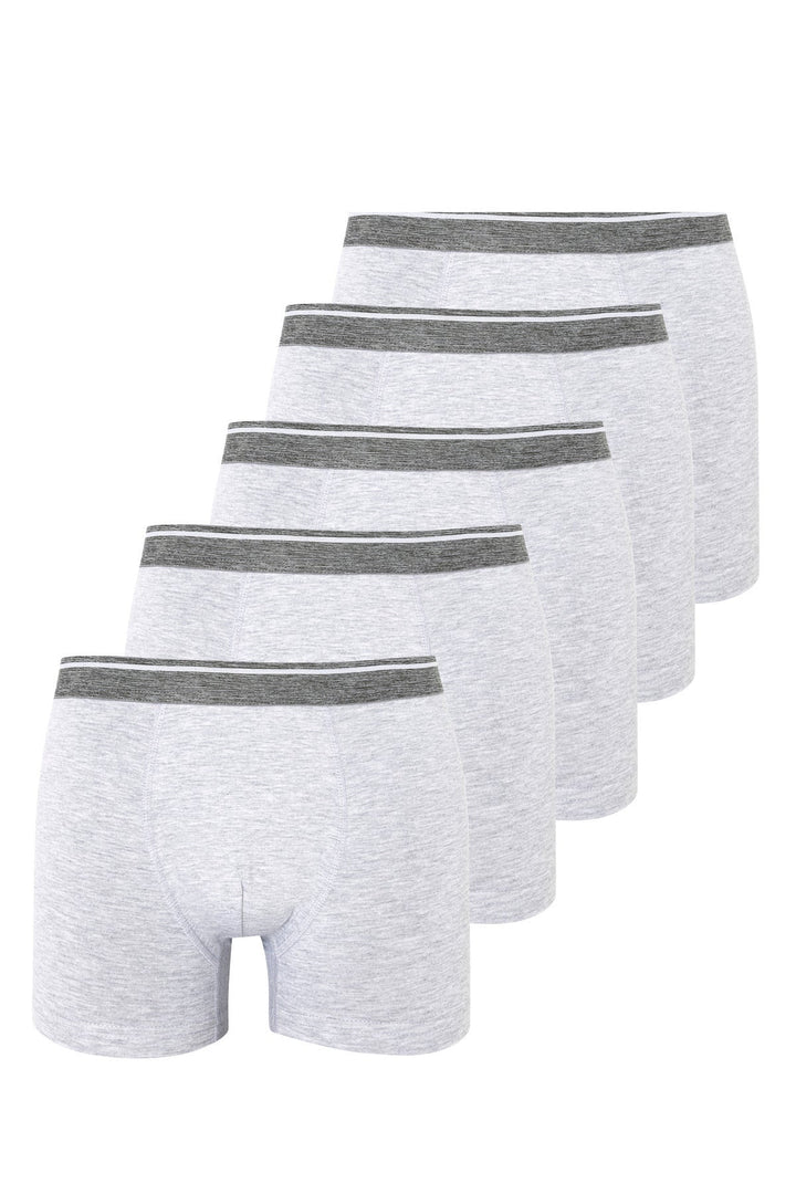 Erkek Boxer Pamuklu Renkli Premium 5'li Paket - 4000-1 Gri