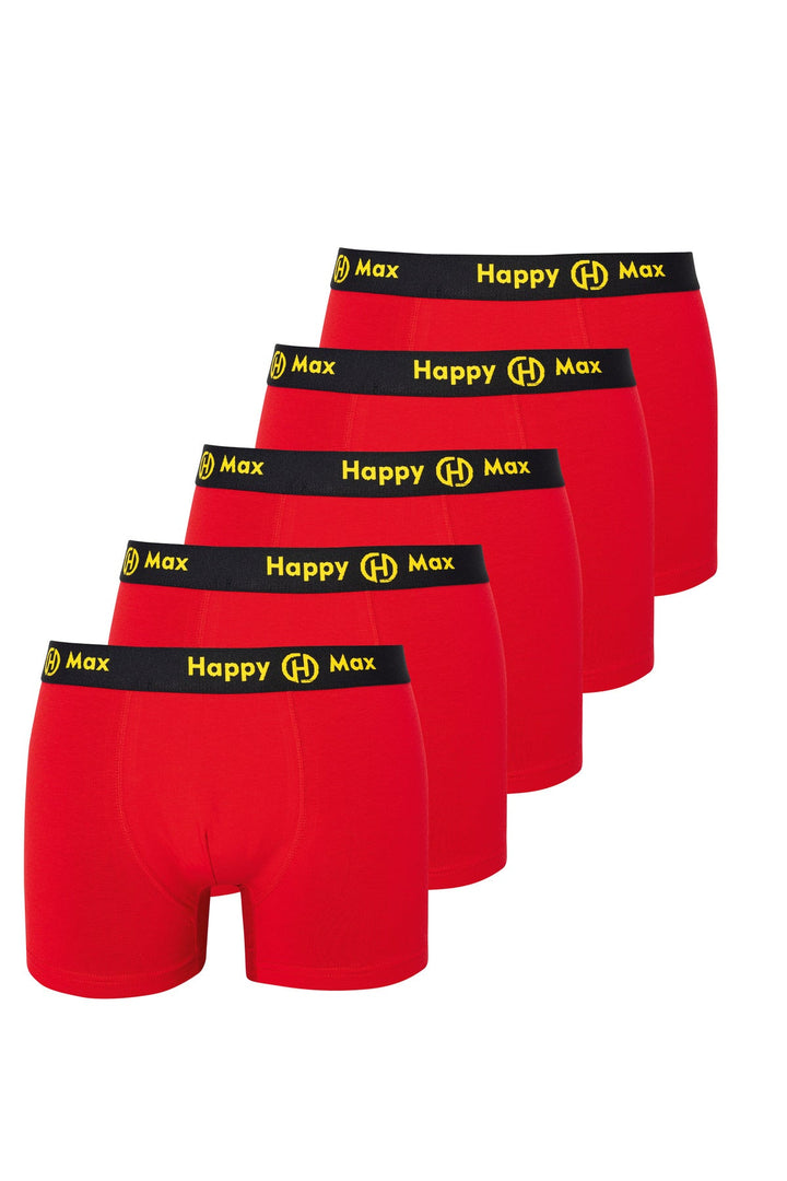 Erkek Boxer Pamuklu Renkli Premium 5'li Paket - 4000-1 Kırmızı