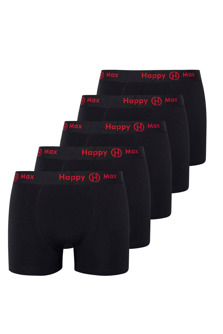Erkek Boxer Pamuklu Renkli Premium 5'li Paket - 4000-1 Siyah