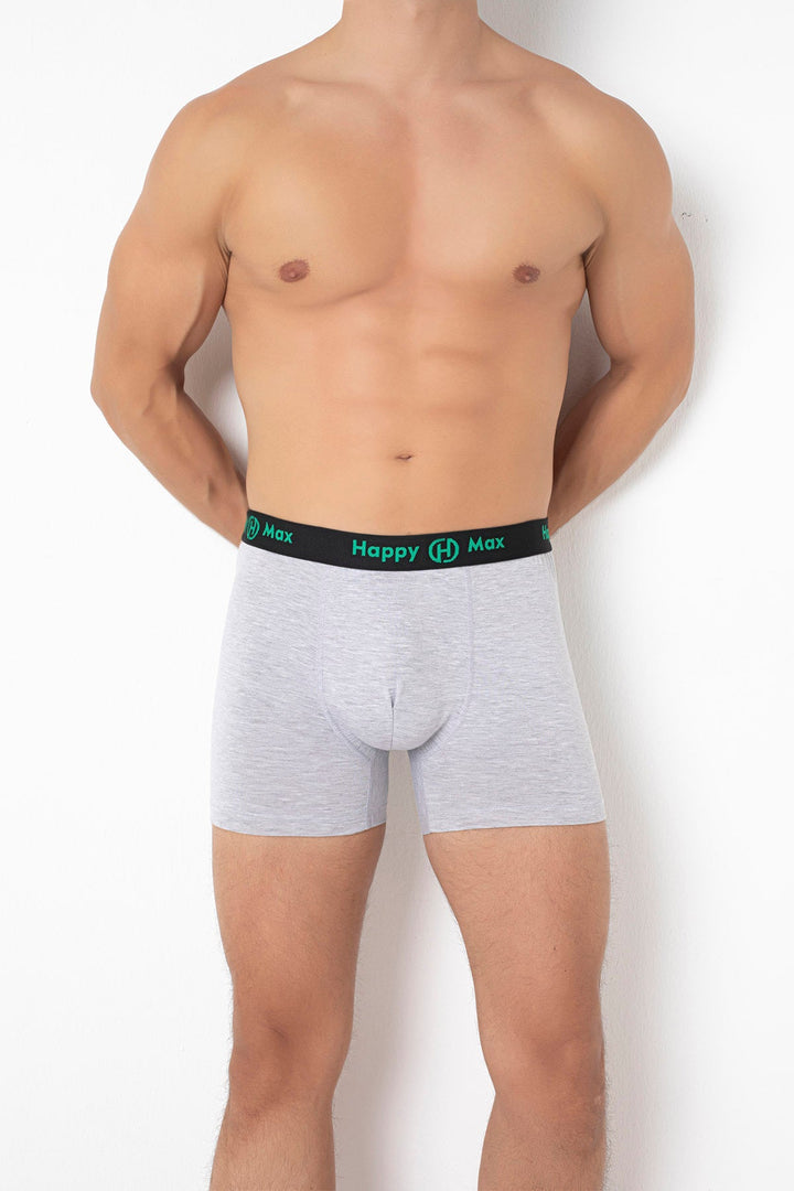 Erkek Boxer Pamuklu Renkli Premium 3'lü Paket - 4000-2 Gri