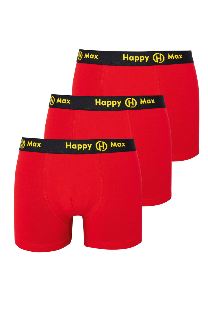 Erkek Boxer Pamuklu Renkli Premium 3'lü Paket - 4000-2 Kırmızı