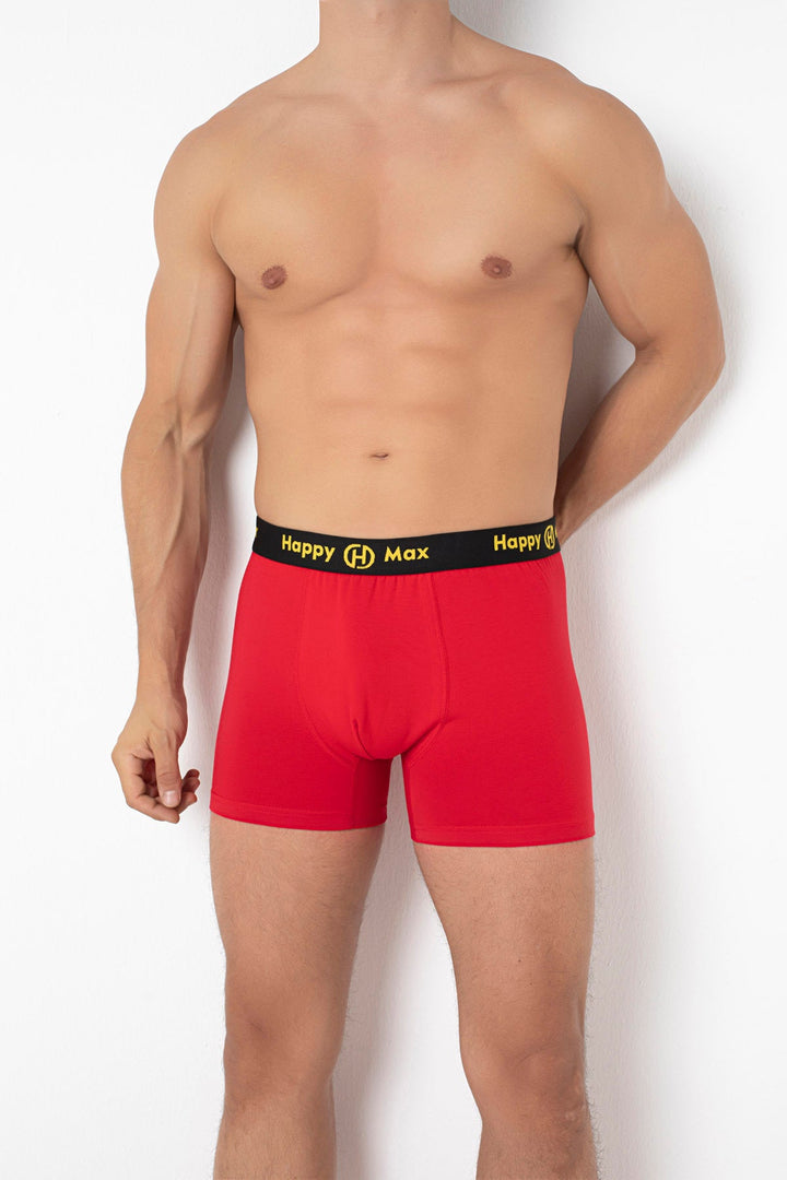 Erkek Boxer Pamuklu Renkli Premium 3'lü Paket - 4000-2 Kırmızı