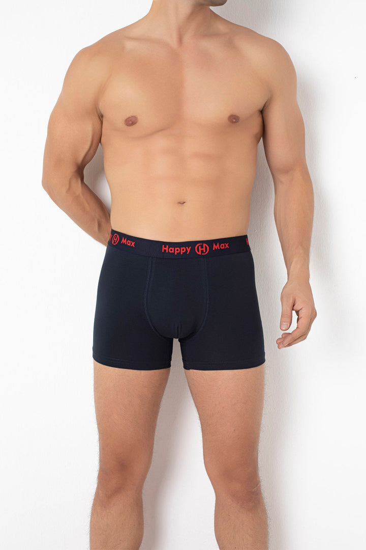 Erkek Boxer Pamuklu Renkli Premium 3'lü Paket - 4000-2 Lacivert