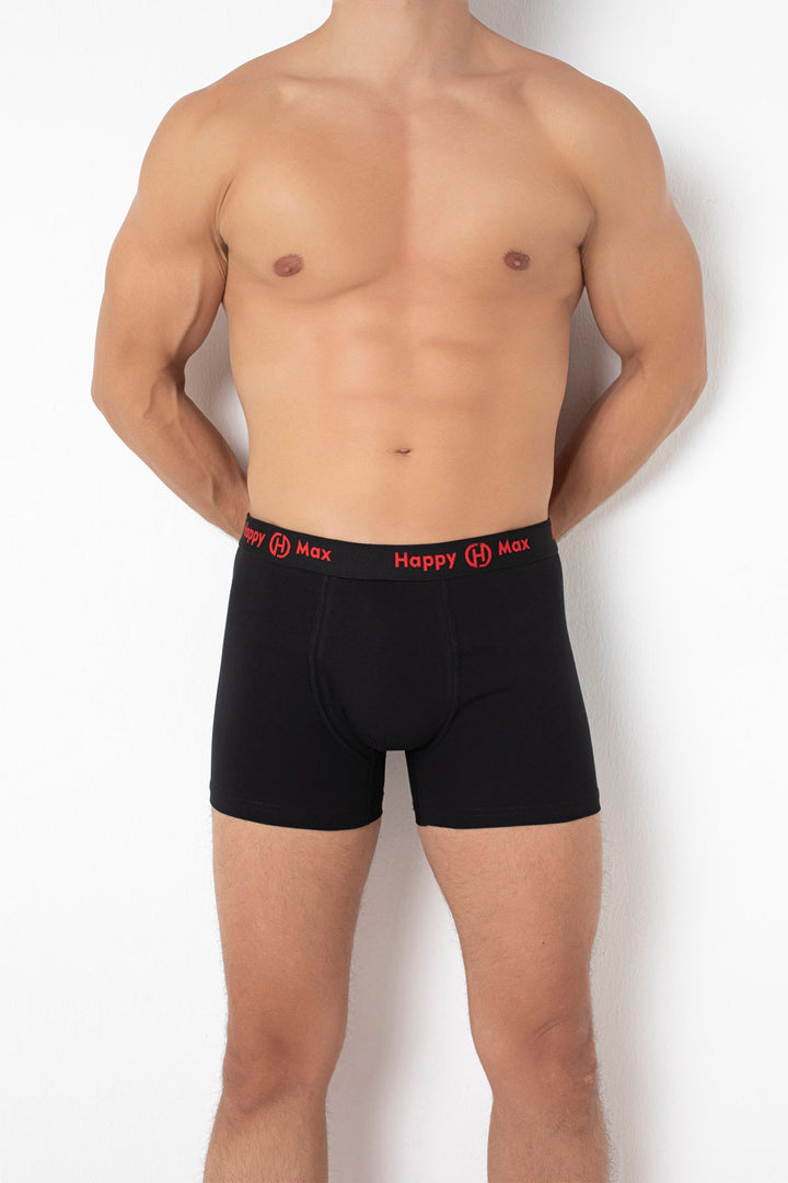 Erkek Boxer Pamuklu Renkli Premium 3'lü Paket - 4000-2 Siyah