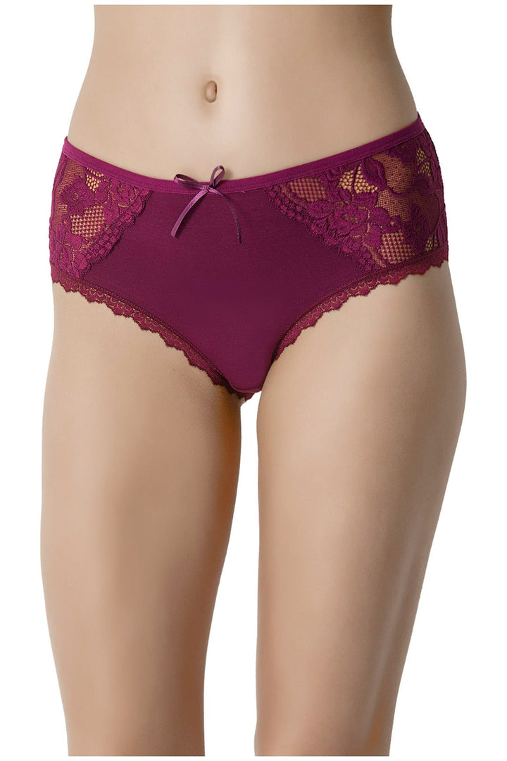 Yüksek Bel Dantelli Bato 5'li Külot - 5160-1 Beyaz
