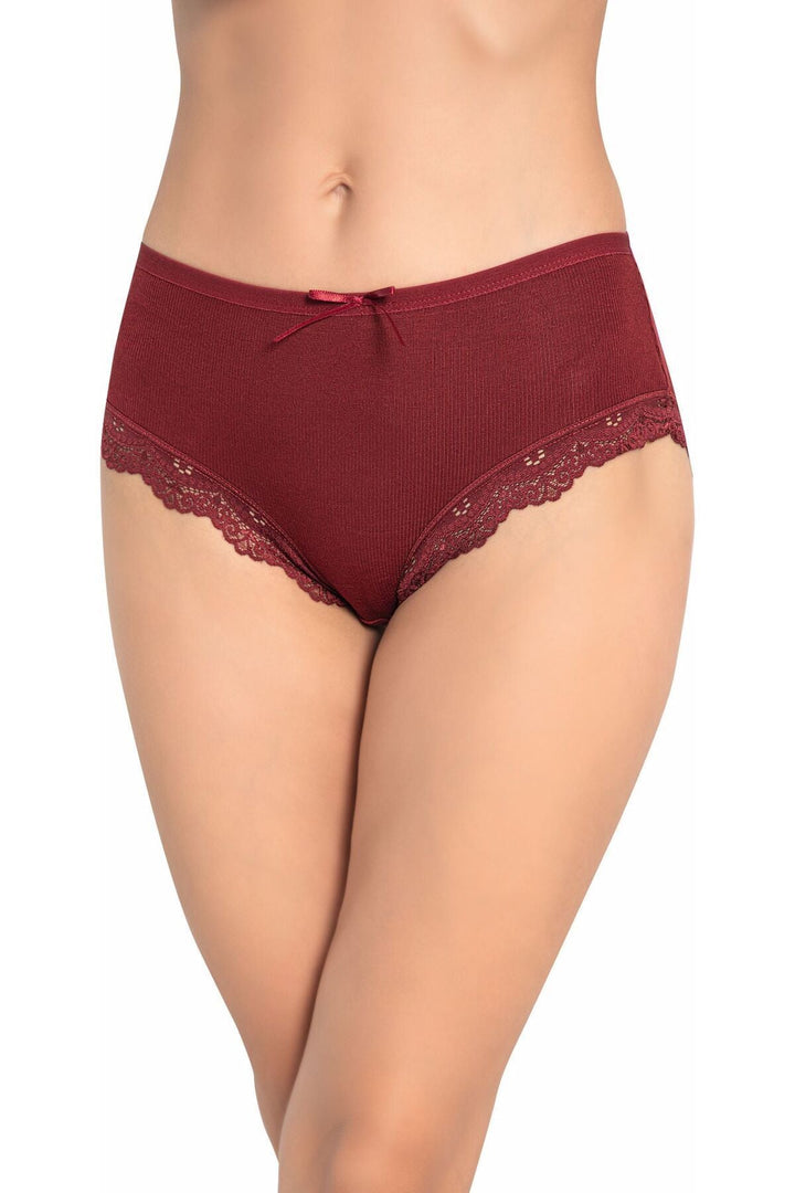 Bambu Yüksek Bel Yumuşak Doku Kaşkorse Dantelli Bato 5'li Külot - 5550 Renkli