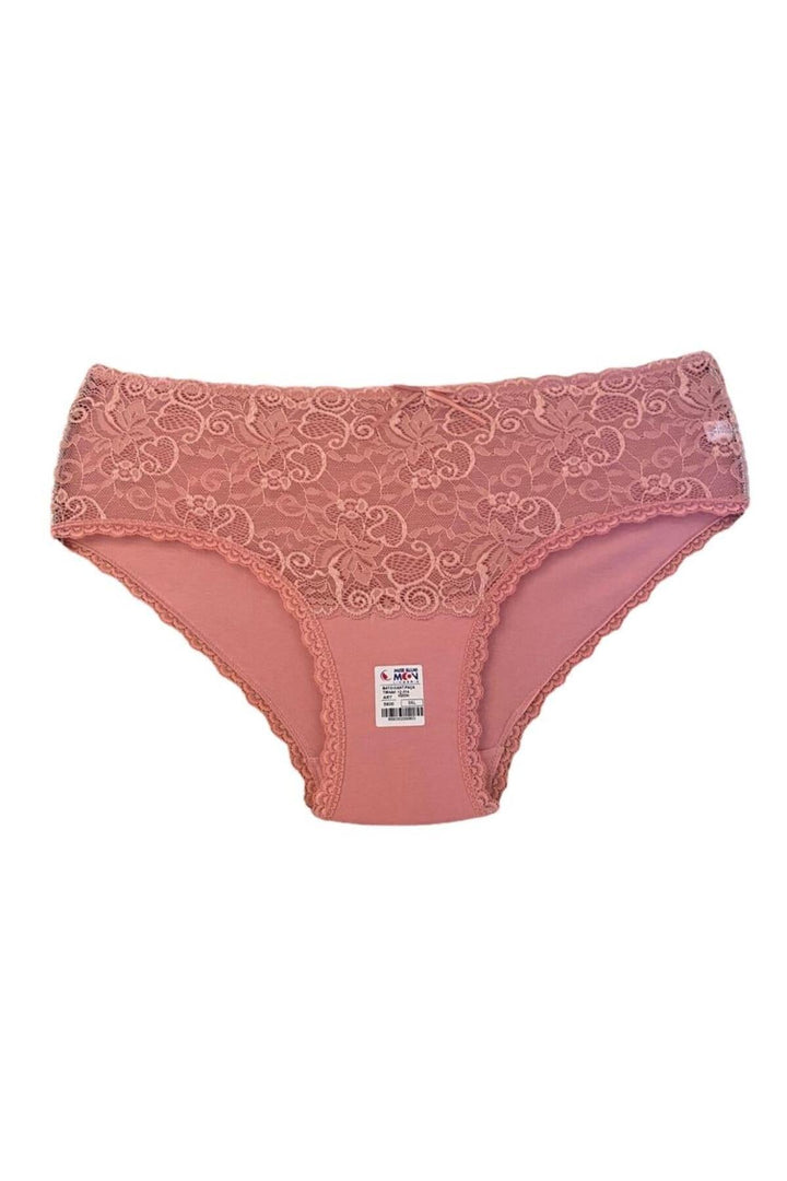 Yüksek Bel Dantelli Bato 5'li Külot - 5600-1 Vizon