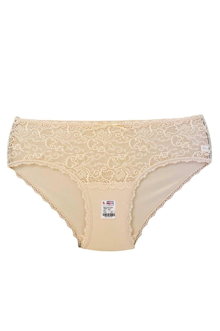 Yüksek Bel Dantelli Bato 5'li Külot - 5600-1 Vizon