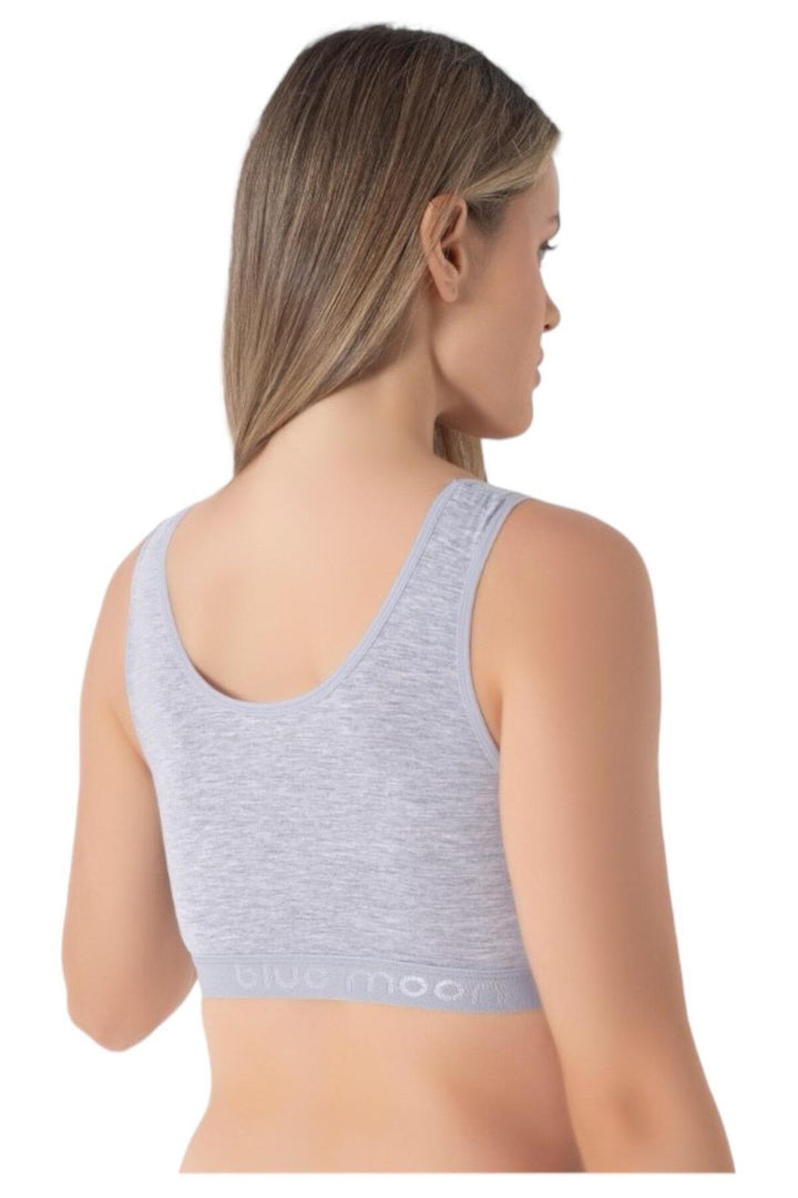 Kadın Tekli Basic Pamuklu Pedli Sporcu Büstiyer - 7444 Gri