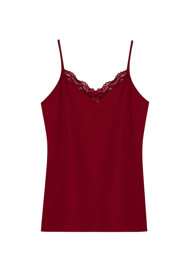 V Yaka Dantelli Tekli Atlet - 8000-1 Bordo