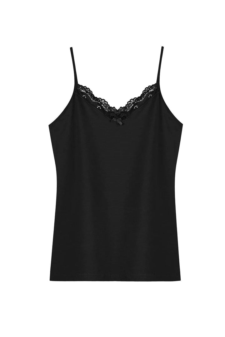 V Yaka Dantelli Tekli Atlet - 8000-1 Siyah